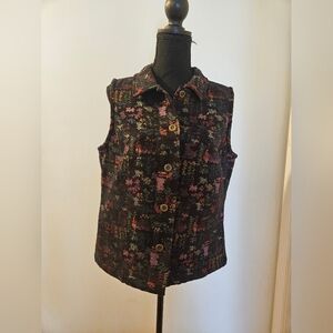 Christopher & Banks Multicolor Sleeveless Button-Down Vest